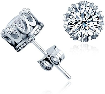 Tyzon 925 Sterling Silver Luxury Crown Design with Cubic Zirconia Women Stud Earrings