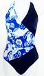 Marsol Missy 1PC Surplice Wrap Swimsuit Navy/Royal Floral Sizes 36 (12) - 40(16)