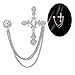 S&E Men's Vintage Floral Cross Chain Lapel Stick Wedding Suit Tuxedo Corsage Brooch Pin