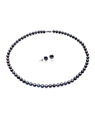 Blue Pearls - Cultured Pearl Necklace and Earrings Set - BPS 1070 O