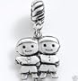 silver, two boys, brothers, charm, bead fits pandora,brighton