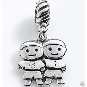 silver, two boys, brothers, charm, bead fits pandora,brighton
