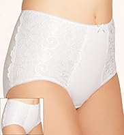 2 Pack Cotton Rich Firm Control Lace Panel High Rise Knickers