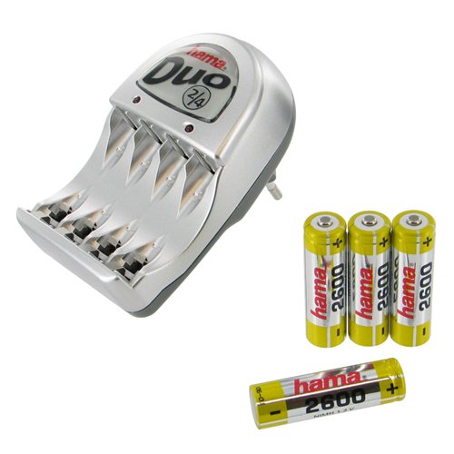 Hama Steckerladegerät Duo 2/4 inkl.4x NiMH Akku AA Mignon 2600 mAh