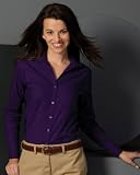 Women's Open Neck Poplin Long Sleeve Blouse