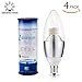 (4 Pack)6 Watt B35 LOHAS E12 LED Chandelier Light Bulbs--60W Incandescent Replacement--Warm White 3200K,360 Omni-direction Candelabra 550 Lumens,2 Layers Torpedo Shape ,Blunt Tip Glass Cover£¬Silver Alumium lamp body