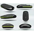 S&S WIRELESS MOUSE KINOBO RAPOO MINI OPTICAL MOUSE PC LAPTOP USB RECEIVER 2.4G Wireless Slimline USB Mouse For Laptops/Desktop PC XP/Vista/Windows 7 - BLACK in frosted surface.