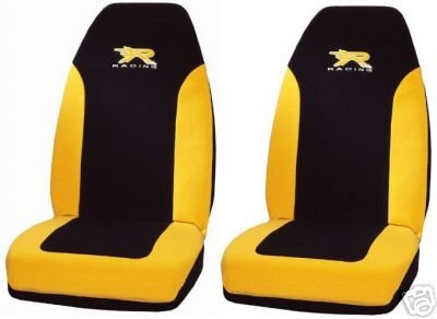 Yellow Black R Racing Universal Car Bucket Seat Covers