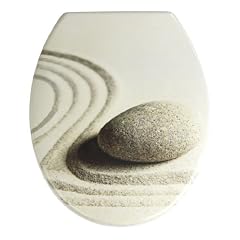 Wenko 19651100 WC-Sitz Sand and Stone - rostfreie Edelstahlbefestigung, Duroplast