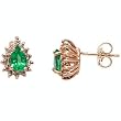 14K Yellow Gold Emerald and Diamond Earrings
