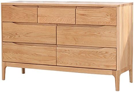 ZERUN Soild Oak Dresser Bed Side Cabinet Locker 7 Drawers Bedside Chest 125 * 40 * 78 CM(48.75*15.6*30.42Inch)