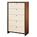 Contemporary 5 Drawer Chest in Cream and Walnut Finish By South Shore Furniture