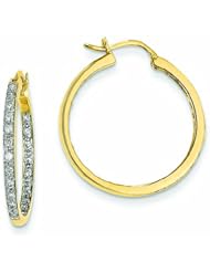 0.5 Carat 14K Gold Quality Completed Diamond In/Out Hoop Earrings