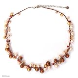 Brown Pearl Strand Necklace, 'River of Gold'