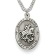 Sterling Silver 7/8" Oval St. George, Patron of Soldiers Medal on 24" Chain