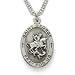 Sterling Silver 7/8" Oval St. George, Patron of Soldiers Medal on 24" Chain