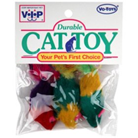 Vo-Toy`s Fur Mice With Feathers Cat Toy 3 Pack 