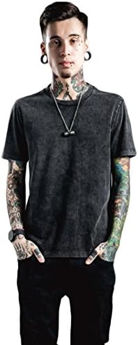 The Ace Men's Hip Hop Hipster Street T-Shirt Vintage Distressed Tee Tops 373T# Black XX-Large