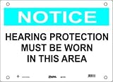 Master Lock S21700 10 Width x 7 Height Polypropylene, Blue and Black on White Safety Sign, Header Notice, Legend Hearing Protection Must Be Worn In This Area