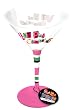 Martini Glass Handpainted Hot Pink Chihuahua