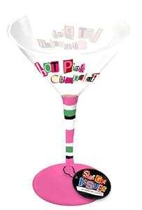 Martini Glass Handpainted Hot Pink Chihuahua