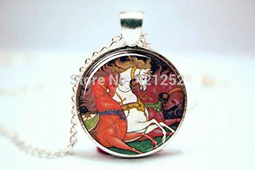 Pretty Lee 2015 Fashion Christmas Necklace Horse Jewelry Russian Art Pendant Glass Cabochon Dome Pendant Necklace Christmas gift