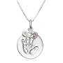 Sterling Silver Handprint Pendant w/ Pink Diaper Pin, 18"