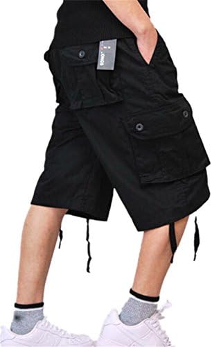 Gaok Men's Casual Cotton Multi-Pocket Work Cargo Shorts-black-42