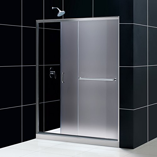 DreamLine Infinity-Z 56-60 inch W x 72 inch H Semi-Frameless Sliding Shower Door in Chrome and Frosted Glass