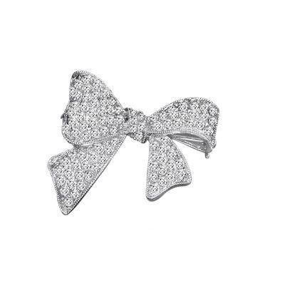 Sterling Silver Bow Shape CZ Brooch