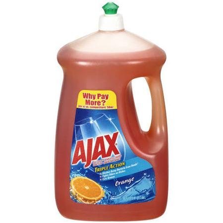 Ajax Triple Action Orange Dish & Hand Soap, 90 Oz, Cuts Grease, Fights Odors, Washes Away Dirt and Bacteria