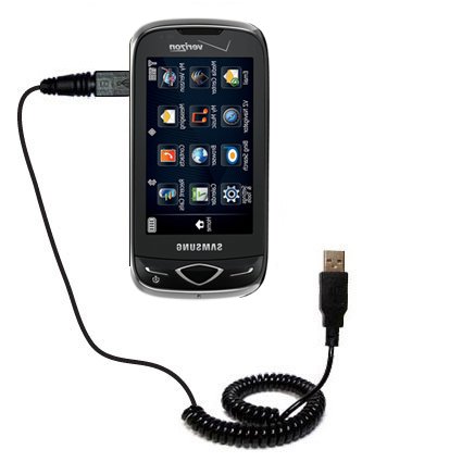 Coiled USB Cable for the Samsung SCH-U820 with Power Hot Sync and Charge capabilities - uses Gomadic TipExchange Technology