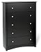 Sonoma 5-Drawer Chest, 31-1/2"W x 16"D x 45-1/4"H (BLACK)