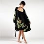 Black Silk Nightgown & Robe Set -- The Desert Flower -- 100% Silk, Hand Painted Art