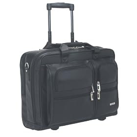 Click here to buy Solo 15.4- Inch Leather Rolling Case (Black) by SOLO.