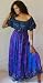 BLUE PURPLE DRESS MAXI PEASANT GYPSY BOHO INSET - FITS (ONE SIZE) - M L XL 1X 2X - Y856S LOTUSTRADERS