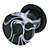 3/8 BLACK Acrylic MARBLE Expander Plug