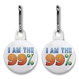 I AM THE 99% OWS Occupy Wall Street Protest on 1 inch White Zipper Pull Charm 2-PACK