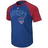 MLB Boys' Chicago Cubs Junior League Short Sleeve Raglan Overdyed Tee (Pro Navy/Pro Scarlet, Small)