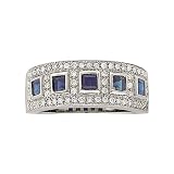 14K White Gold 1/3 ct. Diamond and 1 ct. Sapphire Bridal Anniversary Band