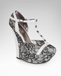 Paula Studded T-Strap Lace Wedge