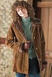 Women's Button Front Shearling with Zig Zag Stitching
