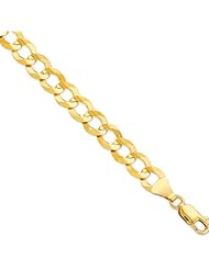 24" 10K Yellow Gold 8.20mm (5/16") Polished Diamond Cut Comfort Curb Chain w/ Lobster Clasp