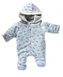 暖か中綿入りのベビー服　防寒着　オーバーオール　カバーオール　暖か　つなぎ　着ぐるみ　おくるみ　出産祝い　ギフト (ブルー)