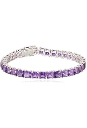 Gemstone Princess-Cut Tennis Bracelet in Sterling Silver (5mm)