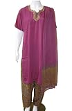 Indigo and Green Ethnic Indian Printed Crepe Salwar Kurta Size 46