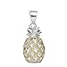 Sterling Silver with Yellow Gold Tone Accents Large Pineapple Pendant Necklace, 16+2