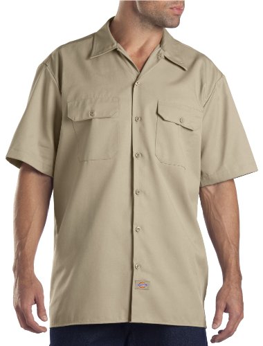 Dickies Men's Big and Tall Short-Sleeve Work Shirt, Khaki, 4XL