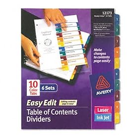 Ready Index Easy Edit Contents Dividers, Title 1-10, Letter, Multicolor, 6 Sets