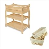 Natural Sleigh Style Changing Table with Drawer and Baskets